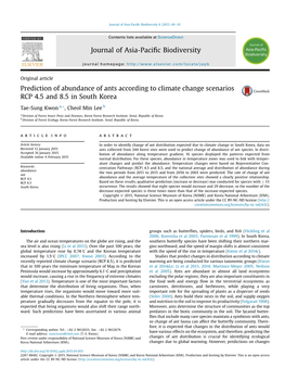 Prediction of Abundance of Ants According to Climate Change Scenarios RCP 4.5 and 8.5 in South Korea