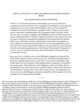 John M. Gates, Ch. 3, the Pacification of the Philippines