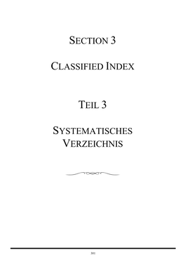 Section 3 Classified Index Teil 3 Systematisches Verzeichnis