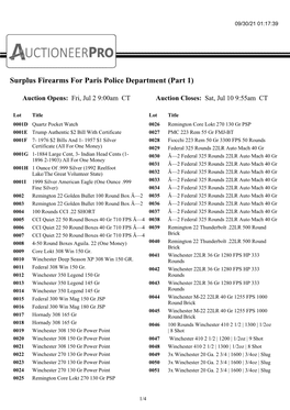 Surplus Firearms for Paris Police Department (Part 1)