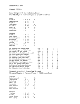 Friday 1St April 1949 Knowle Stadium, Bristol Bristol Bulldogs 61 Fleetwood Flyers 22 (N L Division Two)