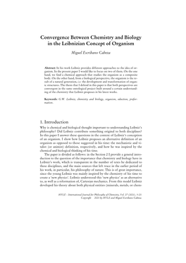 Convergence Between Chemistry and Biology in the Leibnizian Concept of Organism