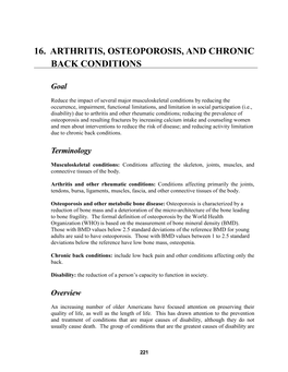 16. Arthritis, Osteoporosis, and Chronic Back Conditions