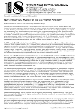 NORTH KOREA: Mystery of the Last 