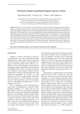 Nutritional Changes in Germinated Legumes and Rice Varieties