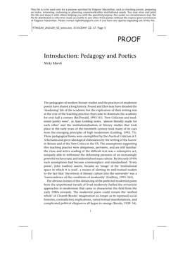 Pedagogy and Poetics Nicky Marsh