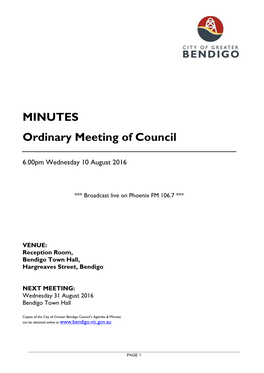 MINUTES Ordinary Meeting of Council