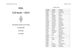 RSSL Call Book – 2014