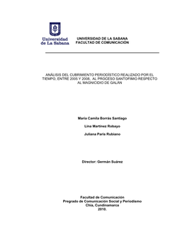 Universidad De La Sabana Facultad De Comunicación