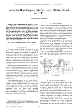 A Trusted Bootstrapping Scheme Using USB Key Based on UEFI