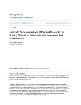 Look Both Ways: Intersections of Past and Present in the Shaping of Relations Between Cyclists, Pedestrians, and Driverless Cars