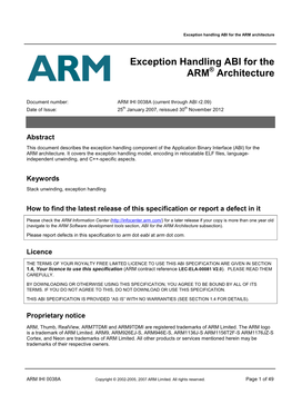 Exception Handling ABI for the ARM Architecture