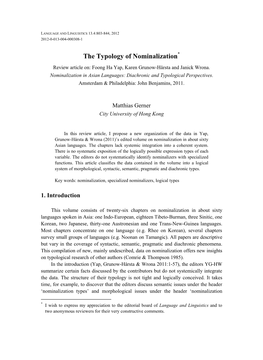 The Typology of Nominalization*