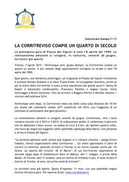 La Corritreviso Compie Un Quarto Di Secolo