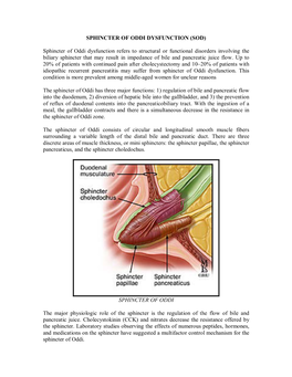 Sphincter of Oddi Dysfunction (Sod)