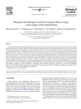 Prospects for Biological Control of Teasels, Dipsacus Spp., a New Target in the United States