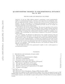 QUASISYMMETRIC RIGIDITY in ONE-DIMENSIONAL DYNAMICS May 24, 2018