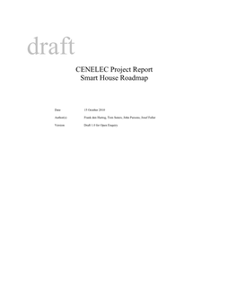 CENELEC Project Report Smart House Roadmap
