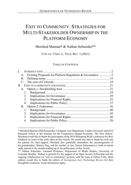 Strategies for Multi-Stakeholder Ownership in the Platform Economy