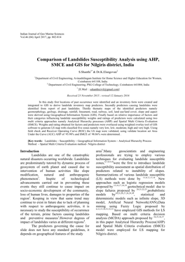 Comparison of Landslides Susceptibility Analysis Using AHP, SMCE and GIS for Nilgiris District, India