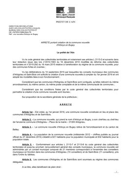 DRCL Arrêté Portant Création De La Commune Nouvelle D