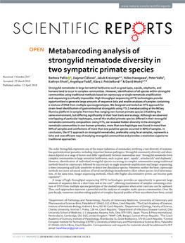 Metabarcoding Analysis of Strongylid Nematode Diversity in Two Sympatric