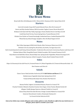 The Brazz Menu