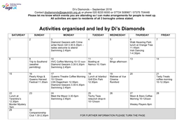 Activities Organised and Led by Di's Diamonds