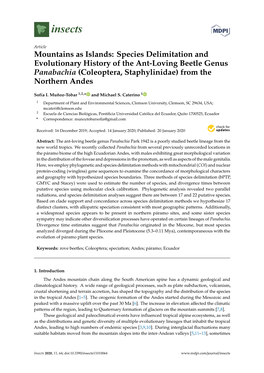 Mountains As Islands: Species Delimitation and Evolutionary History of the Ant-Loving Beetle Genus Panabachia (Coleoptera, Staphylinidae) from the Northern Andes