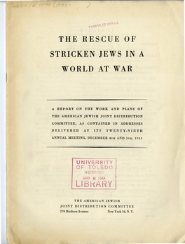 The Rescue of Stricken Jews in a World at War