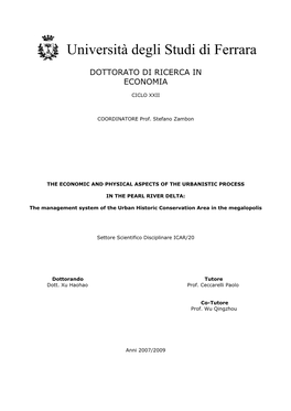 Dottorato Di Ricerca in Economia