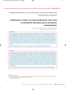 Cyprinid Herpesvirus 3: an Interesting Virus for Applied and Fundamental Research