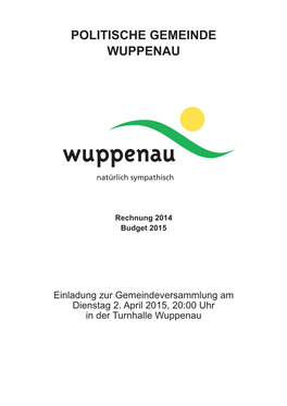 Rechnung 2014 Budget 2015