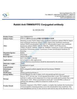 Rabbit Anti-TIMM50/FITC Conjugated Antibody