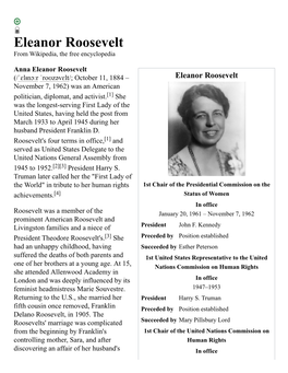 Eleanor Roosevelt from Wikipedia, the Free Encyclopedia