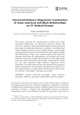 Hegemonic Construction of Asian American and Black Relationships on TV Medical Dramas