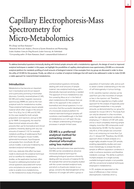Capillary Electrophoresis-Mass Spectrometry for Micro-Metabolomics