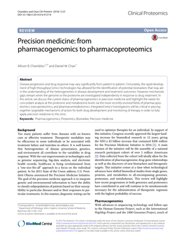 Precision Medicine: from Pharmacogenomics to Pharmacoproteomics