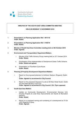 Minutes of the South East Area Committee Meeting