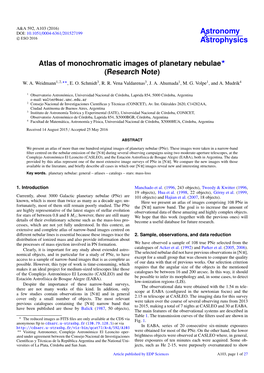 Atlas of Monochromatic Images of Planetary Nebulae? (Research Note) W