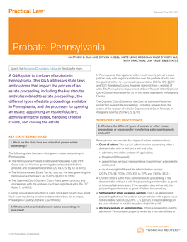 Probate: Pennsylvania