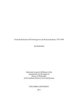 From the Pastoral to the Grotesque in Late Russian Realism, 1872-1899