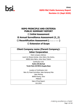RSPO P&C Public Summary Report Revision 11 (Sept 2020)