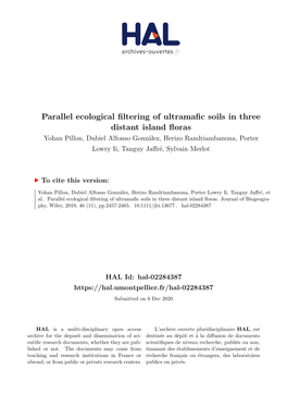 Parallel Ecological Filtering of Ultramafic Soils in Three Distant
