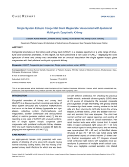 Single System Ectopic Congenital Giant Megaureter Associated with Ipsilateral Multicystic Dysplastic Kidney