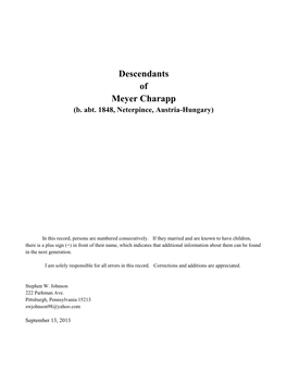 Descendants of Meyer Charapp (B