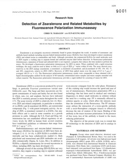 Detection of Zearalenone and Related Metabolites by Fluorescence Polarization Immunoassay