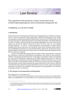 The Integration of the Protection of Nature Conservation Areas in Dutch Spatial Planning Law and Environmental Management Law