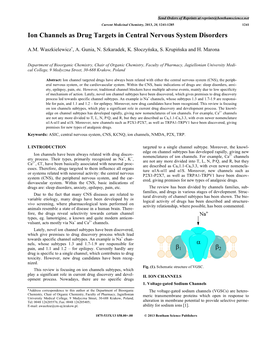 Ion Channels As Drug Targets in Central Nervous System Disorders