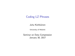 Coding LZ Phrases